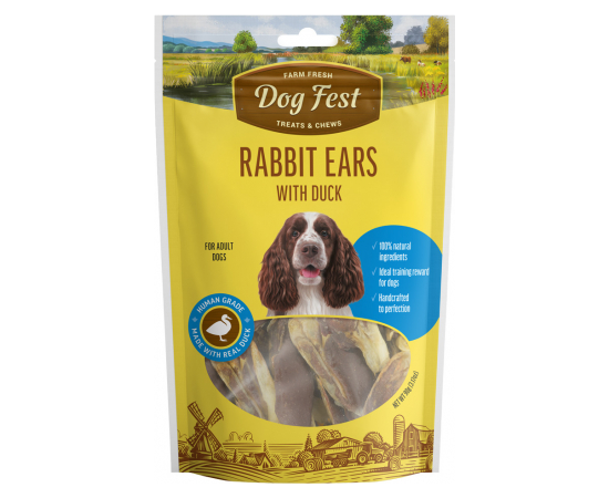  DogFest Rabbit Ears with Duck 90g - Trušu ausis ar pīli (pieaugušiem suņiem), image 1 