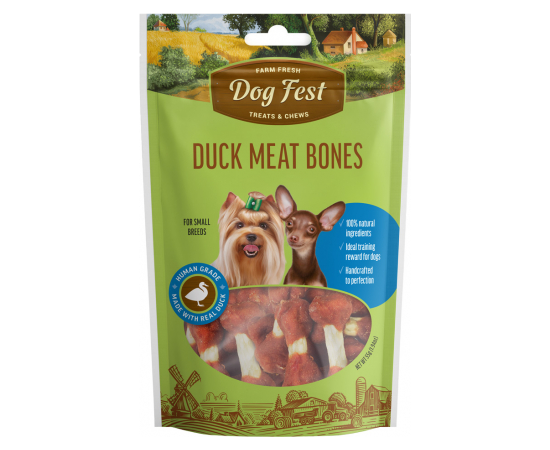  DogFest Duck meat bones 55g - Pīles gaļas kauliņi (mazo šķirņu suņiem), image 1 