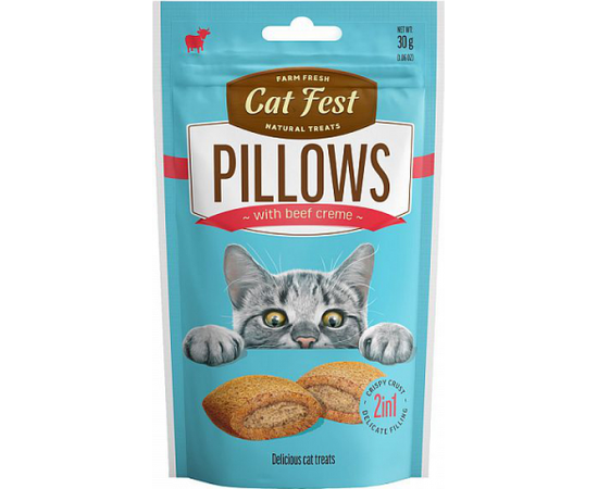  CatFest Pillows with Beef Creme 30g - подушечки с говядиной для кошек, фото 1 