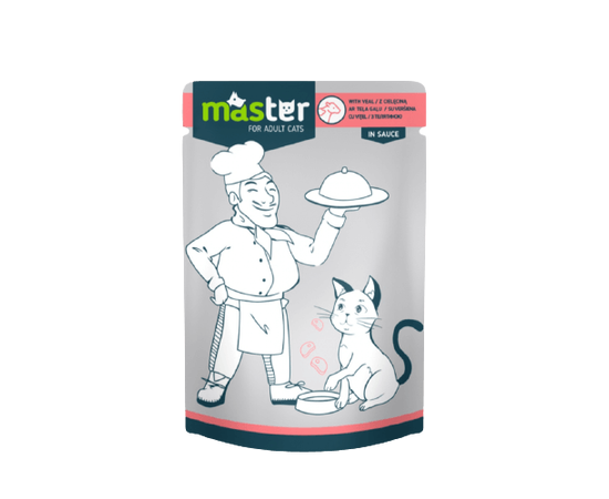  Master ar teļa gaļu 80g - Pieaugušiem kaķiem ar teļa gaļu, image 1 